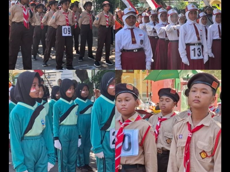 SDN 4 SUMBERWARU MNGIKUTI LOMBA GERAK JALAN